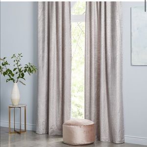 4-West Elm platinum Ogee luster velvet drape panel/curtains 48” X 84”